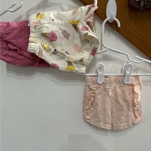6-9M baby girls 3 pack of shorts and bathing suit, both NWNT